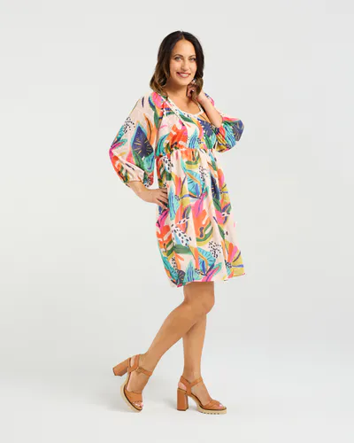 Model wearing Vivid Yasmin Dress By Zafina Available at Beetees Nelson